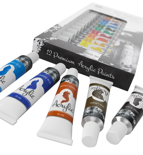 Castle art supplies acrylic paint set pack of 12 colors Artiforia