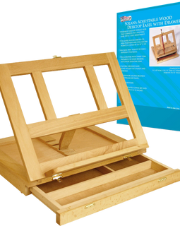 Deluxe artist painting set with aluminum floor easel wood drawer table easel